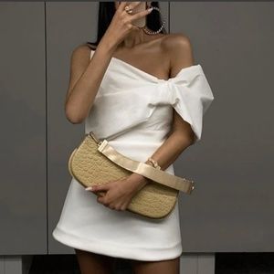 The Label GIKIA BOW OFF-SHOULDER MINI DRESS